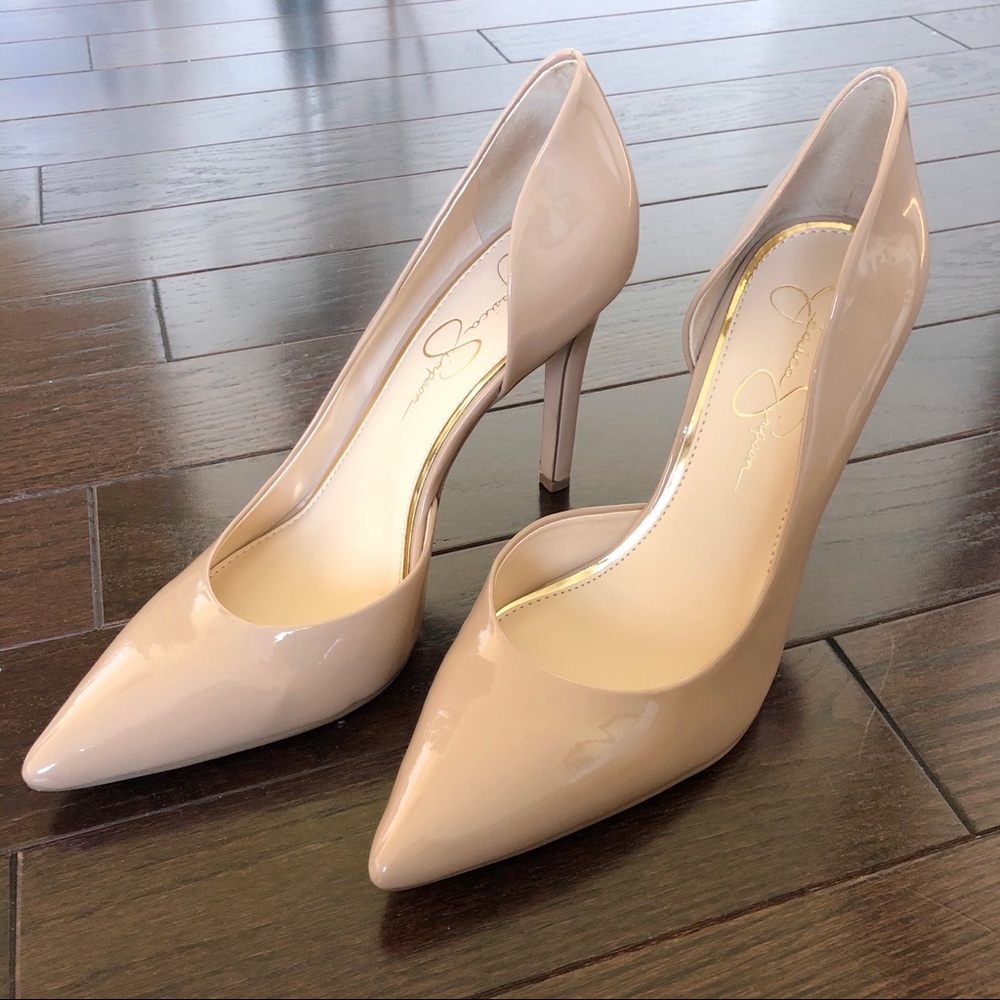 Jessica Simpson Claudette Nude Patent Heels 9